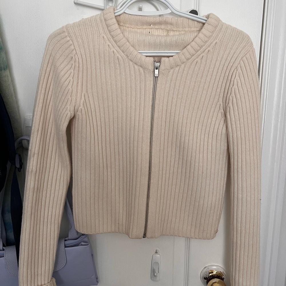 Sunday Best/ Aritzia Cream Ribbed Cardigan - Picture 4 of 4